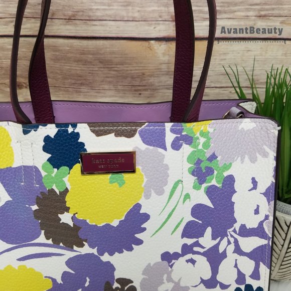 Kate spade sam swing flora medium satchel purple - Picture 4 of 15